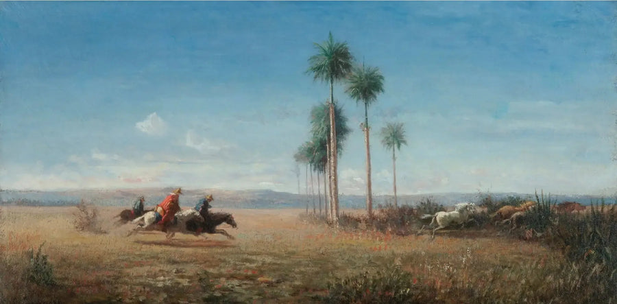 Three Riders and Galloping Horses in a Plain (Venezuela) - Camille Pissarro