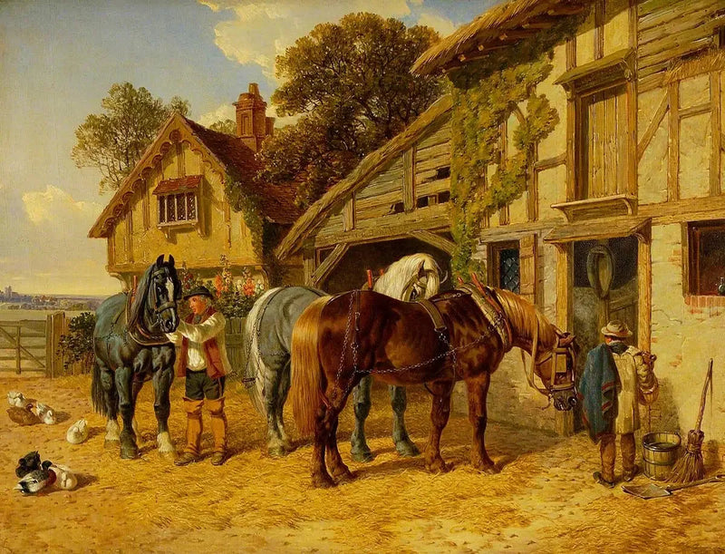 Three Horses and Ducks in the Stable - John Frederick Herring, Sr.