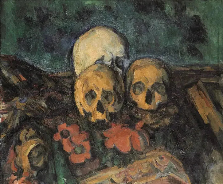 Three Skulls on an Oriental Rug - Paul Cézanne