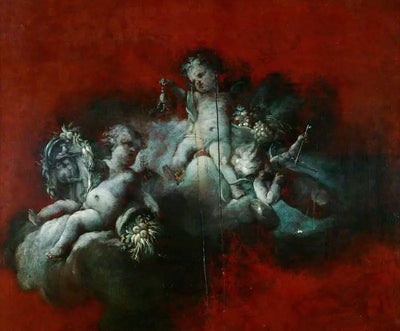 Trois Cupidons avec les signes du zodiaque: Scorpion Sagittaire Balance - François Boucher - Alpha Reproduction