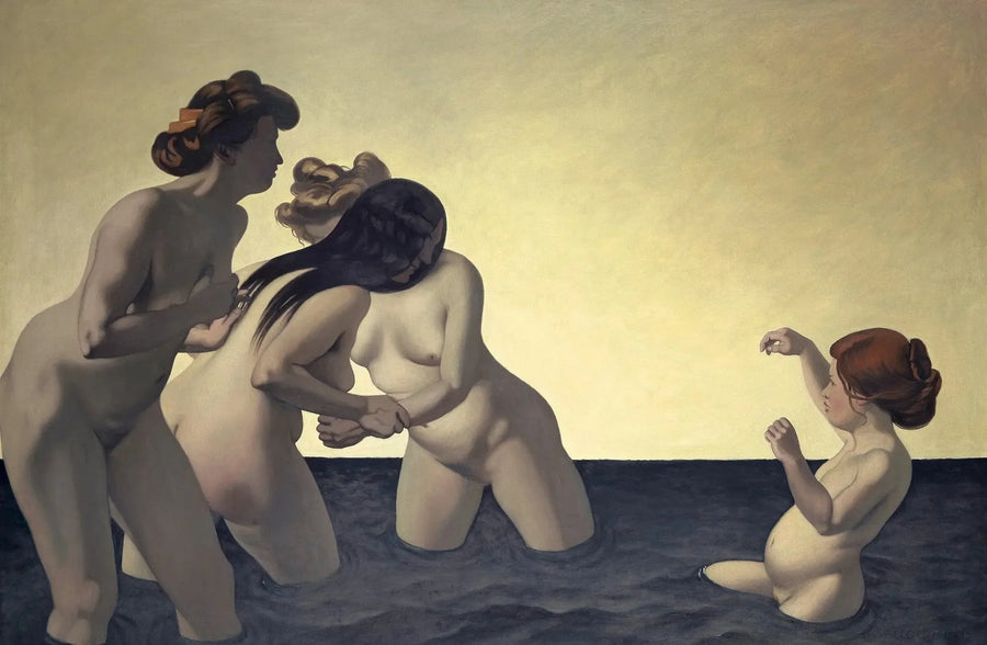 Three women and a little girl playing in the water - Félix Vallotton