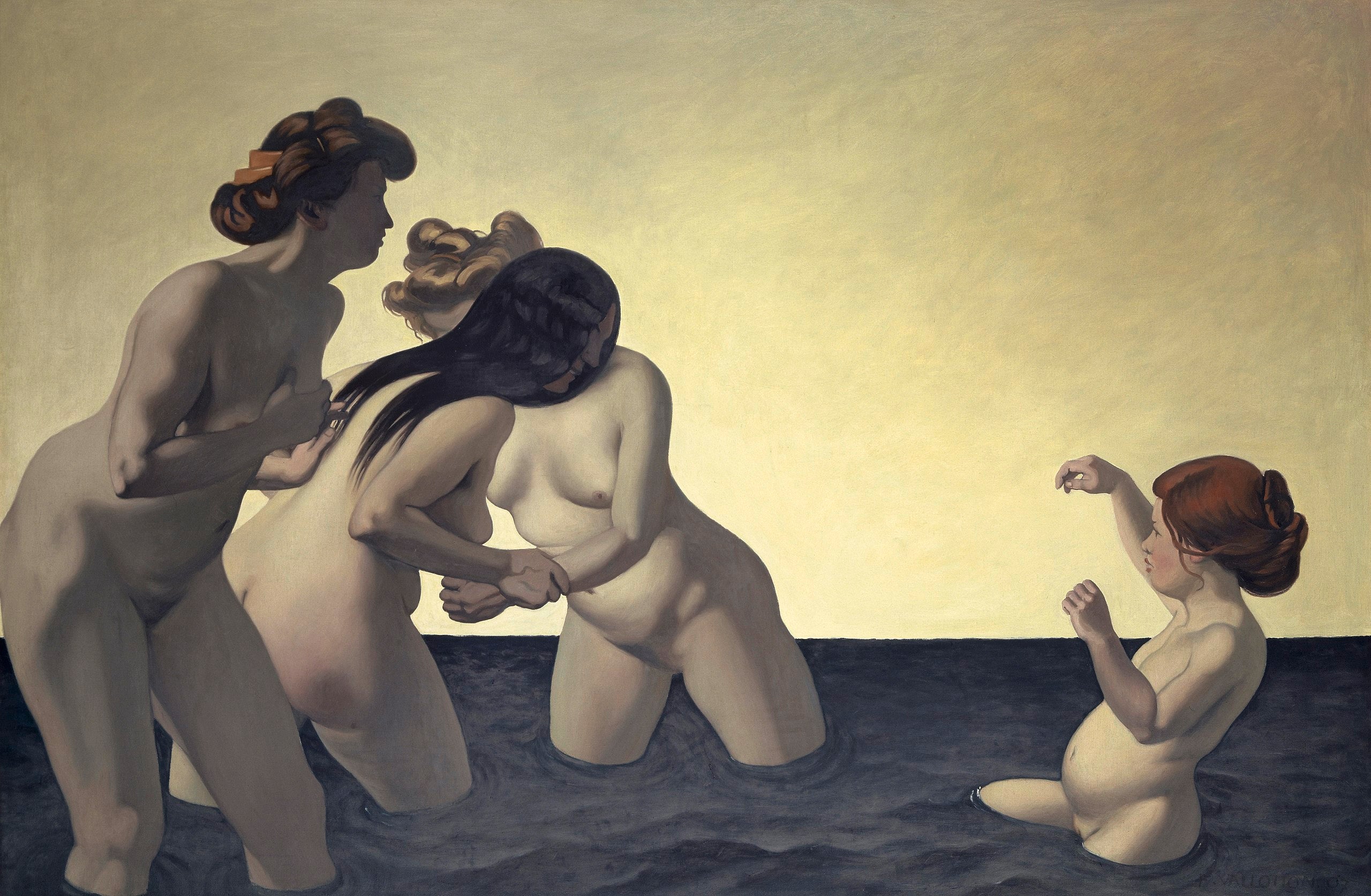 Three women and a little girl playing in the water - Félix Vallotton
