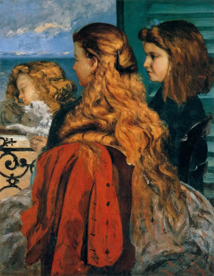 Three Young English Women near a Window - Gustave Courbet