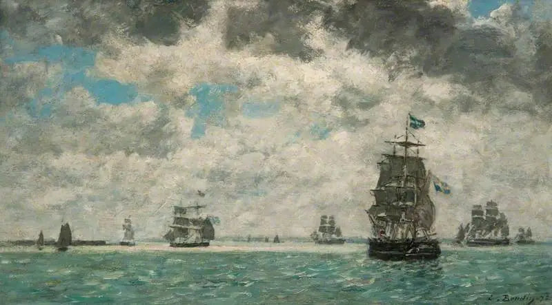Three-Masted Ship in Front of Antwerp - Eugène Boudin