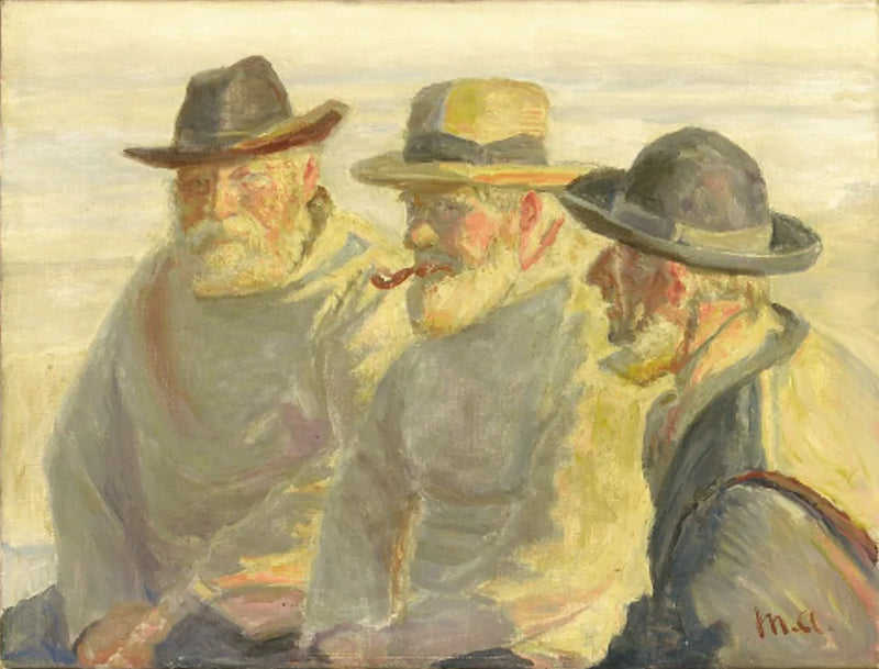 Three fishermen on Skagen beach. -Michael Peter Ancher