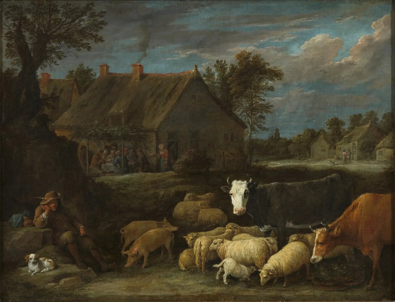 Herd in a Village - David Teniers the Younger