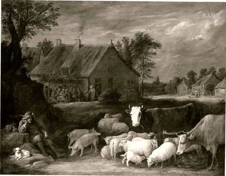 Herd in a Village - David Teniers the Younger