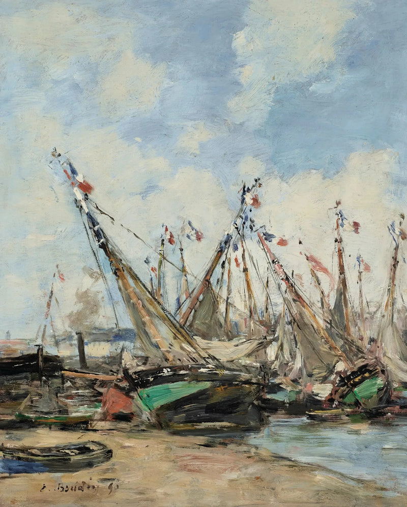 Trouville the Port Sailboats Echoes - Eugène Boudin