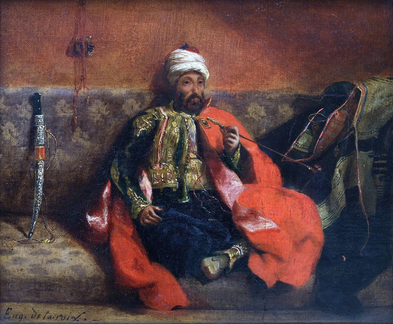 Smoking Turk, Sitting on a Sofa - Eugène Delacroix