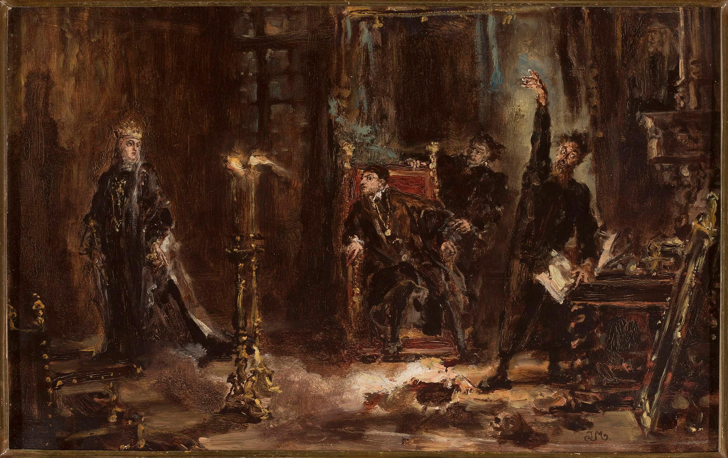 Twardowski invoking the spirit of Barbara for Sigismond Auguste, sketch - Jan Matejko