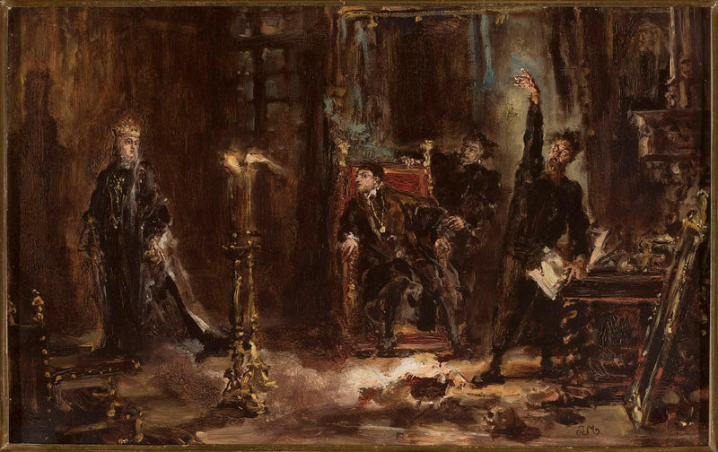 Twardowski invoking the spirit of Barbara for Sigismond Auguste, sketch - Jan Matejko