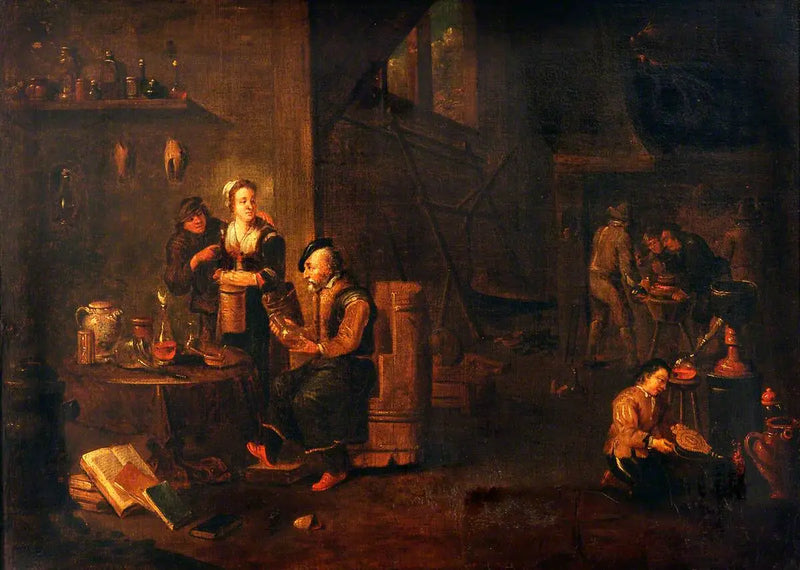 An alchemist in his laboratory - David Teniers the Younger