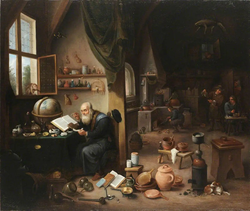 An Alchemist in His Laboratory - David Teniers the Younger