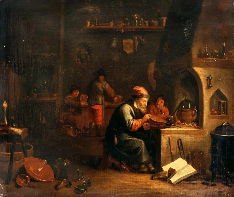 An Alchemist in His Laboratory - David Teniers the Younger