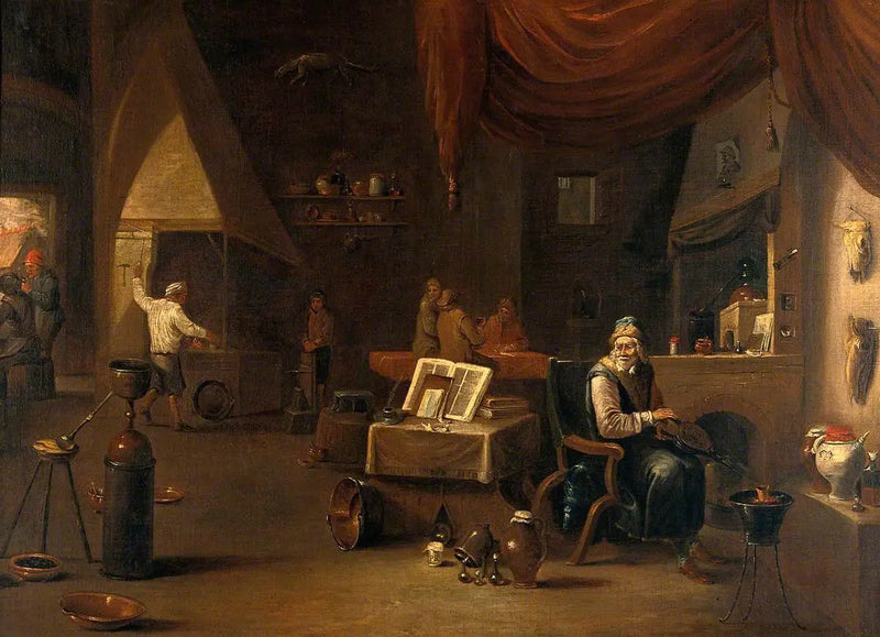 An Alchemist in His Laboratory - David Teniers the Younger
