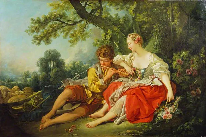 A shepherd sings to a shepherdess - François Boucher