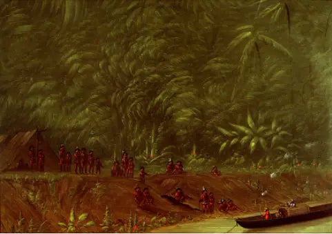 A Mura encampment - Boat sketch - George Catlin