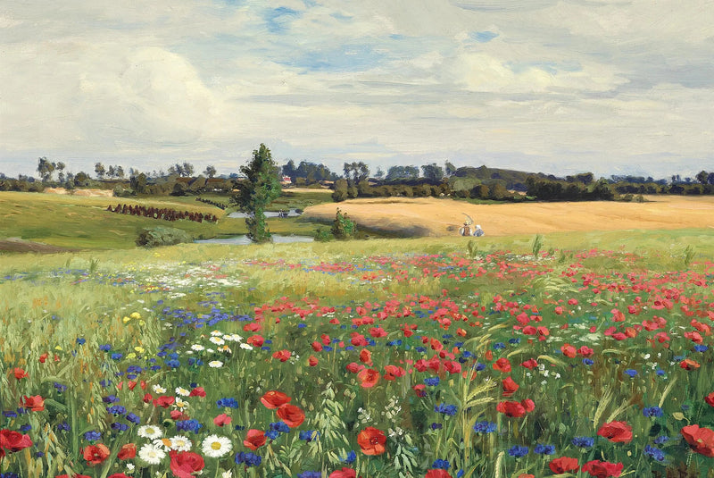 A field of cornflowers, poppies, and daisies. - H. A. Brendekilde