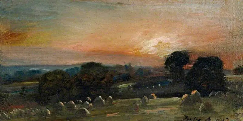 A hayfield near East Bergholt at sunset - John Constable