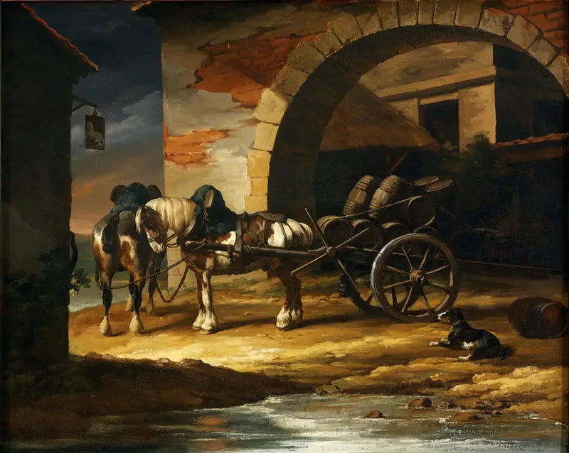A cart loaded with barrels - Théodore Géricault