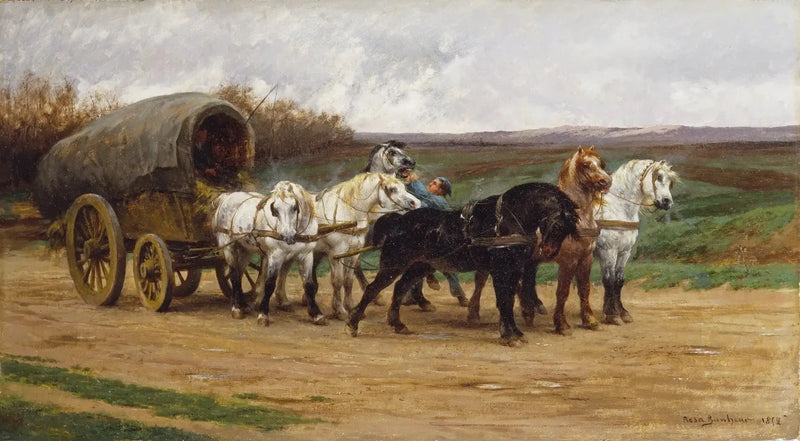 A cart and a horse-drawn carriage - Rosa Bonheur