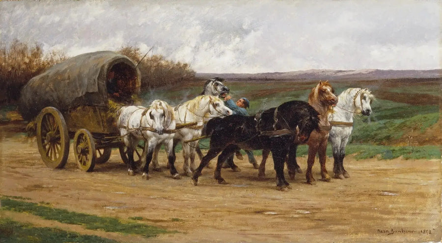 A cart and a horse-drawn carriage - Rosa Bonheur