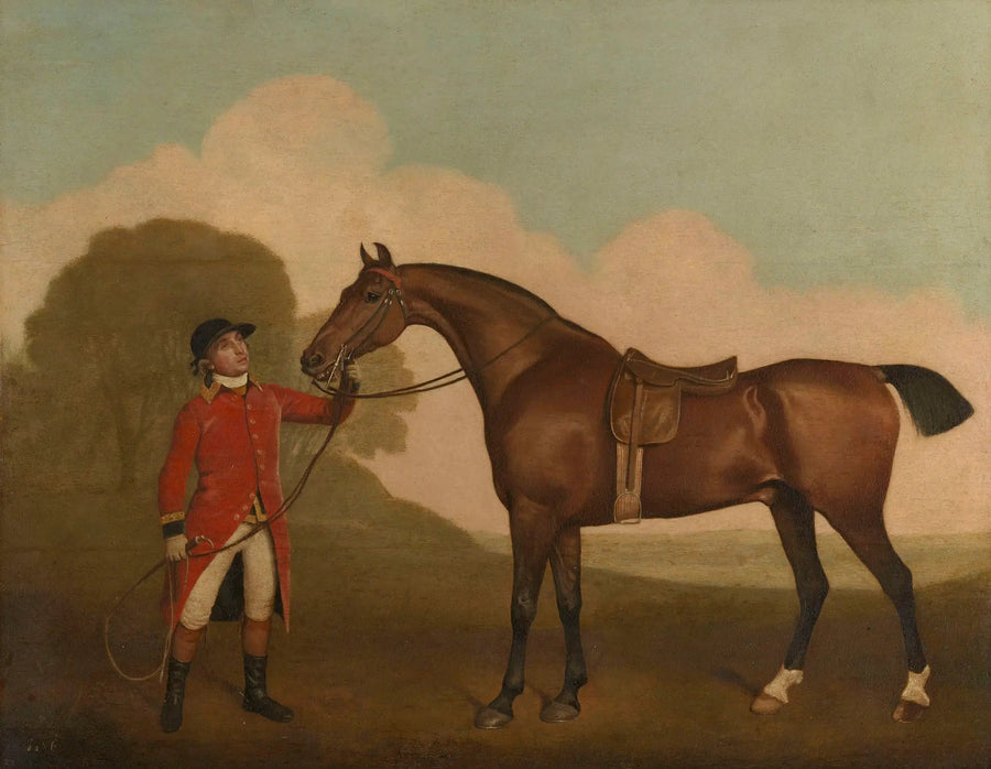 A bay horse with a groom - George Stubbs