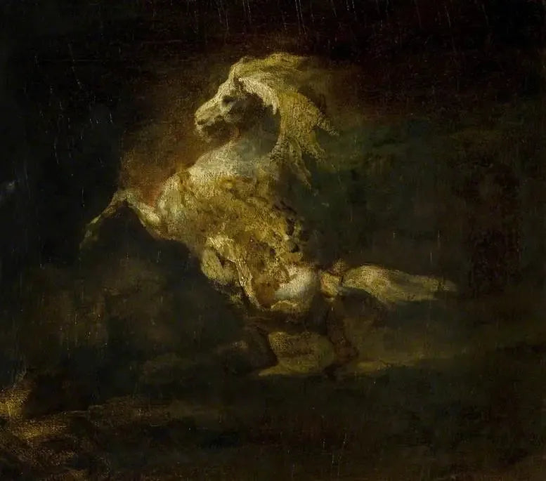 A rearing gray horse - Théodore Géricault
