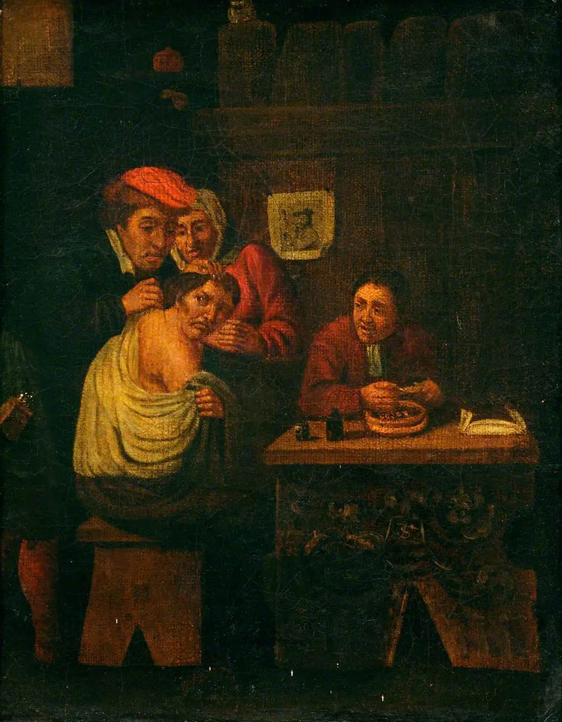 A surgeon operating on a man's shoulder - David Teniers the Younger
