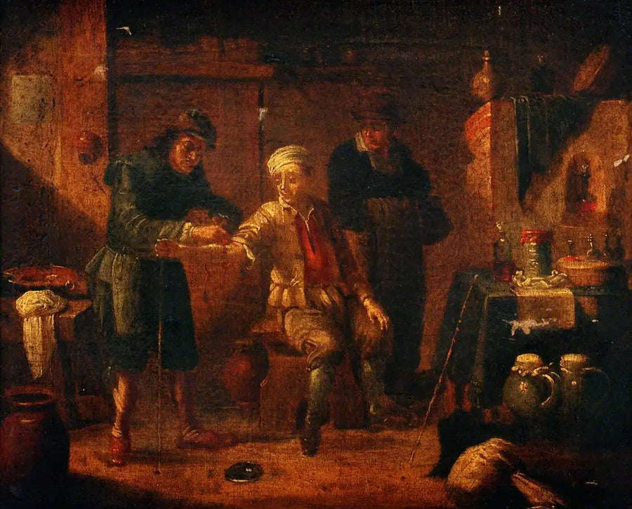 A surgeon prélève du sang du bras d'un homme - David Teniers le Jeune