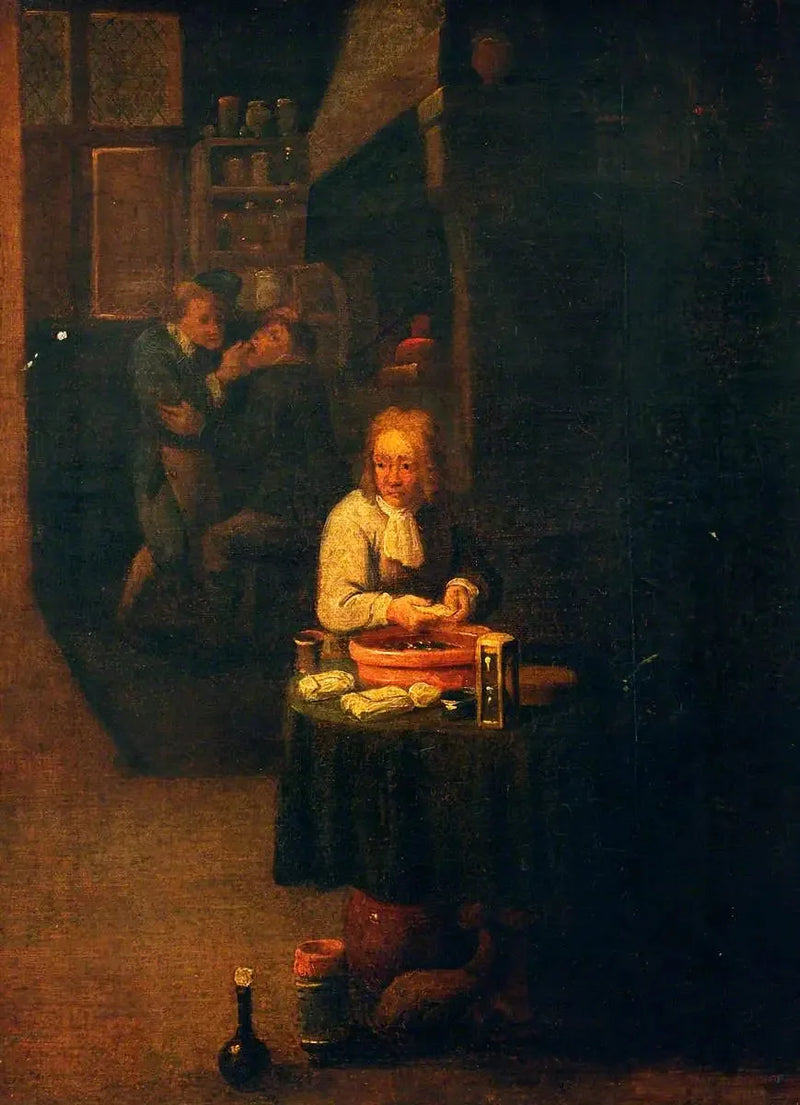 A surgeon prepares a plaster cast - David Teniers the Younger