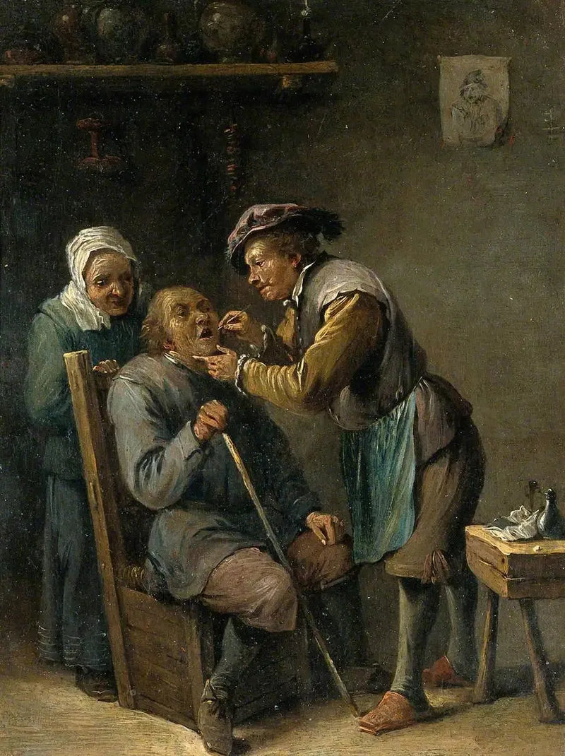 A dentist treating a seated man - David Teniers le Jeune