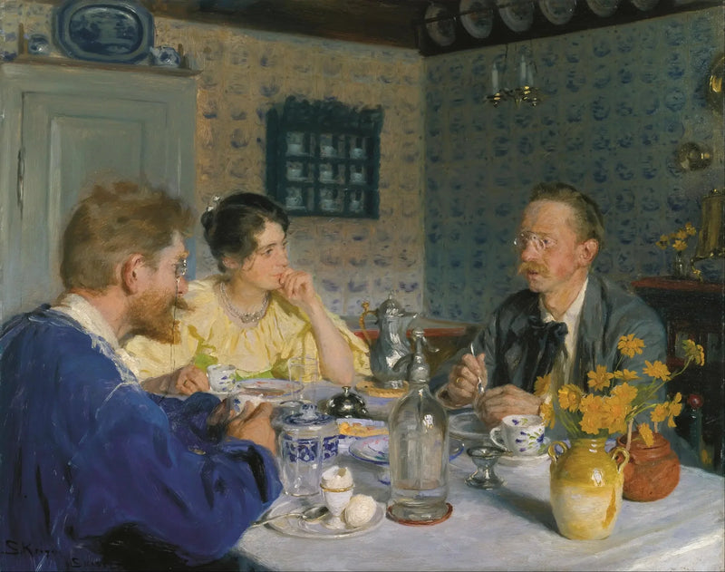 A Lunch. The artist, his wife, and the writer Otto Benzon - Peder Severin Krøyer