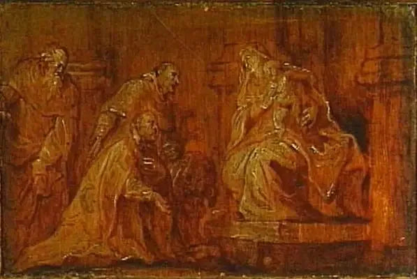 A donor with two patron saints adoring the Virgin and Child - Antoine van Dyck