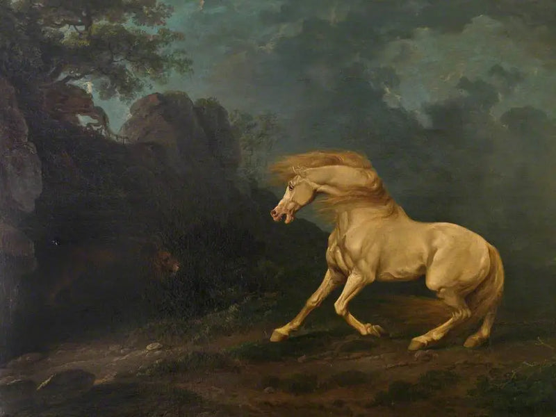 A stallion surprised by a lion - George Stubbs