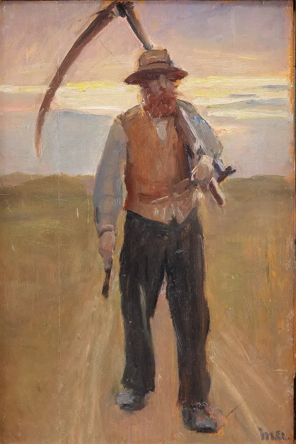 A farmer with a scythe. - Michael Peter Ancher