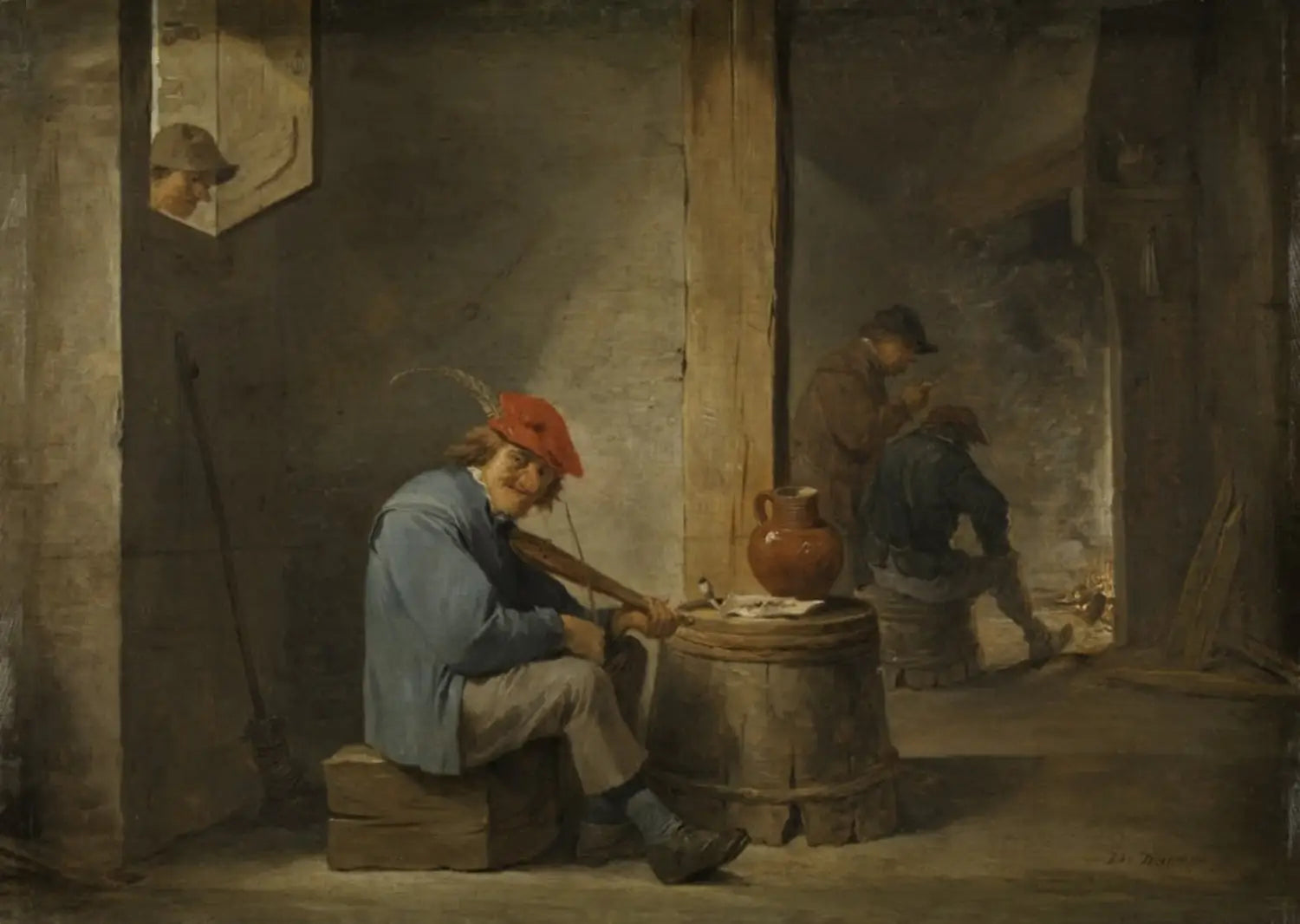 Un fermier joue de la musique - David Teniers le Jeune image 1 copie de tableau peinte à la main