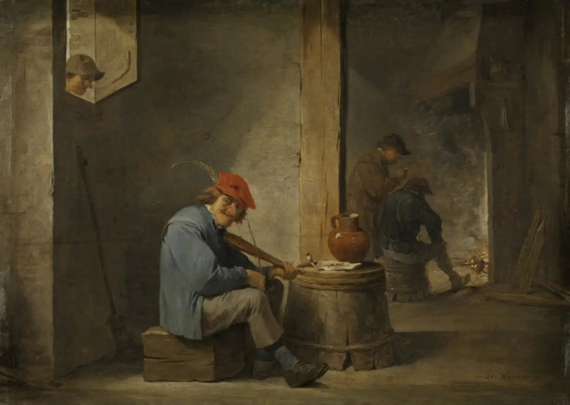 A farmer plays music - David Teniers the Younger