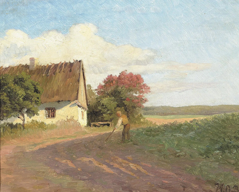 A farmer working in a field on a summer day. - H. A. Brendekilde