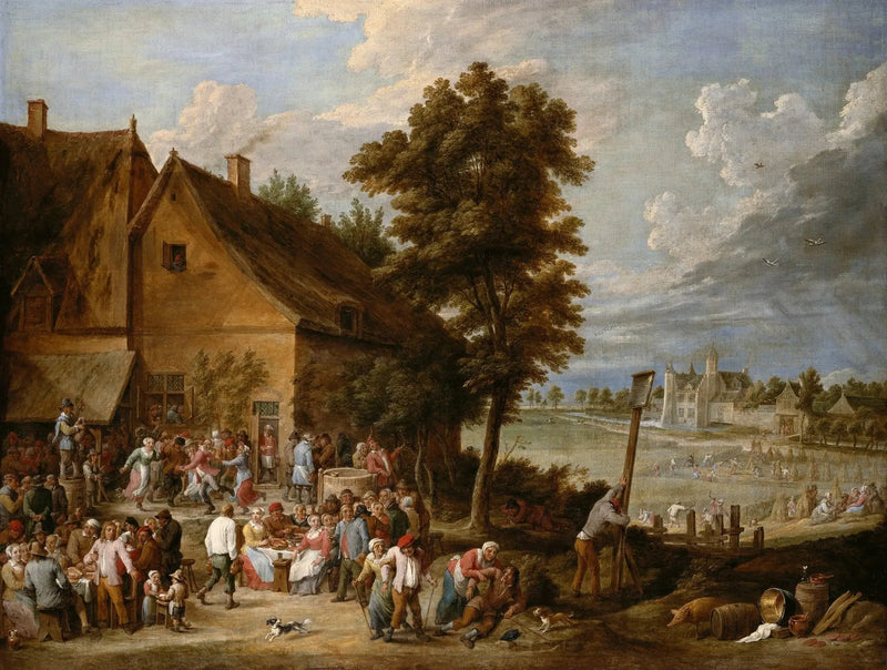 A Feast in the Harvest Time, with the house of Drij Toren in the background - David Teniers the Younger