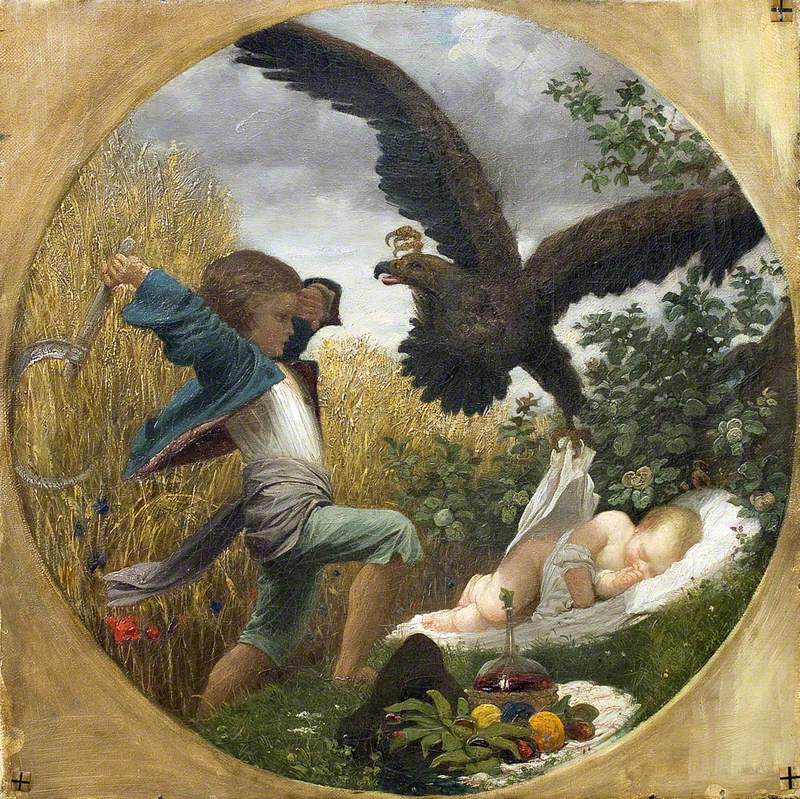A Boy Defending a Baby from an Eagle - Frederic Leighton