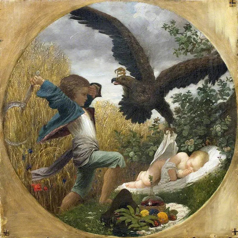 A Boy Defending a Baby from an Eagle - Frederic Leighton