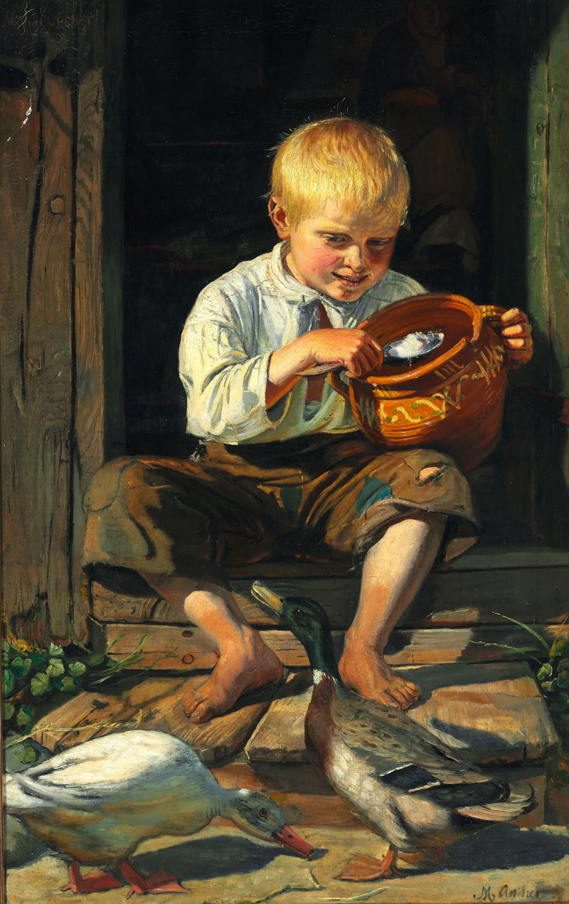 A Boy Who Feeds the Ducks - Michael Peter Ancher