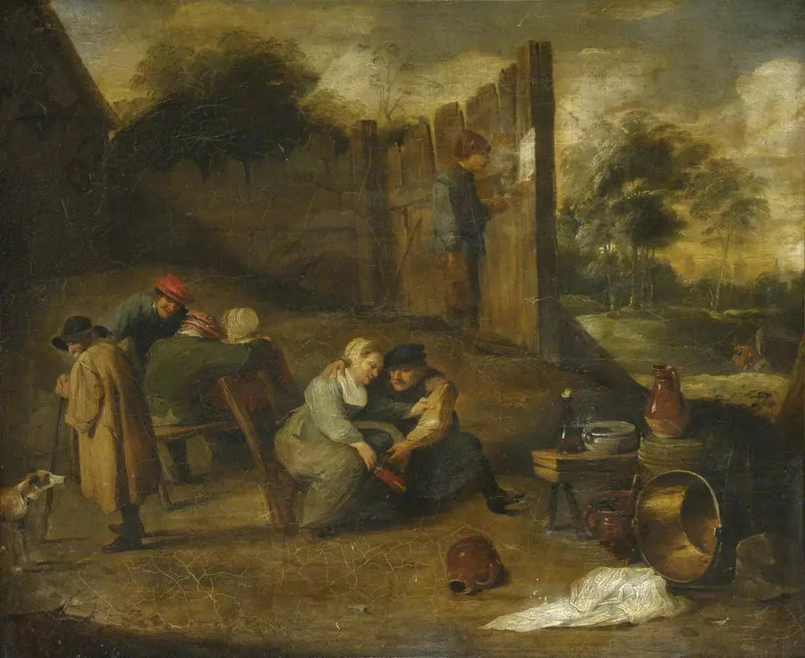 A group of peasants in front of a tavern - David Teniers the Younger