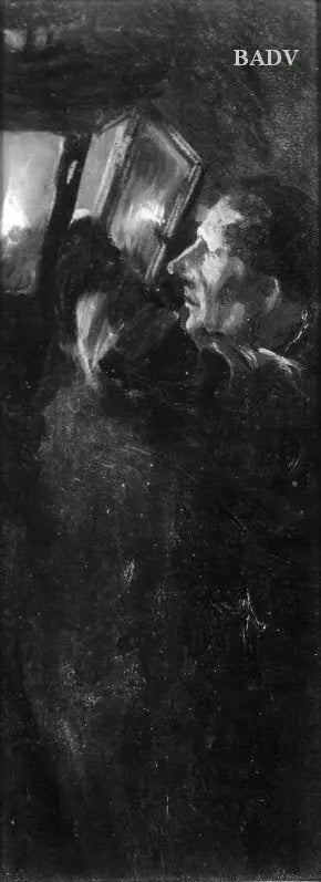 A man lighting a lantern - Adolph von Menzel