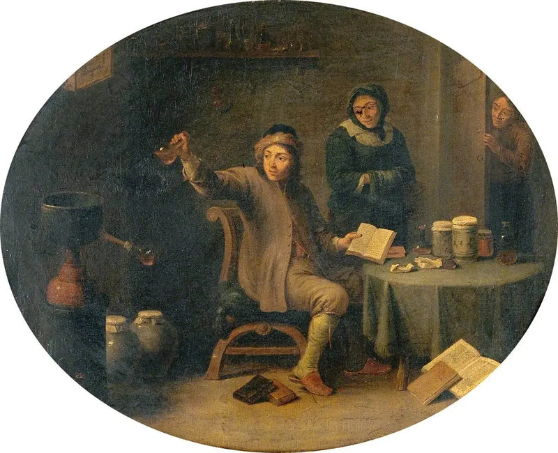 A man examining a urine flask - David Teniers the Younger