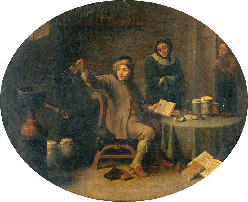 A man examining a urine flask - David Teniers the Younger