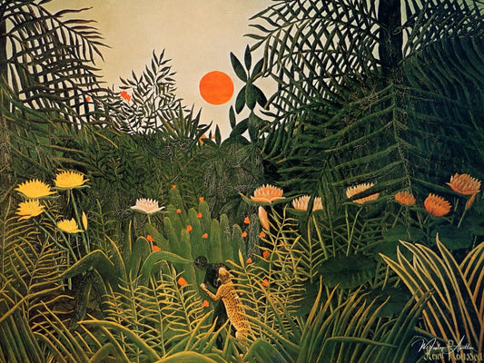 Un homme noir attaqué par un jaguar - Henri Rousseau - Reproductions de tableaux et peintures haut de gamme