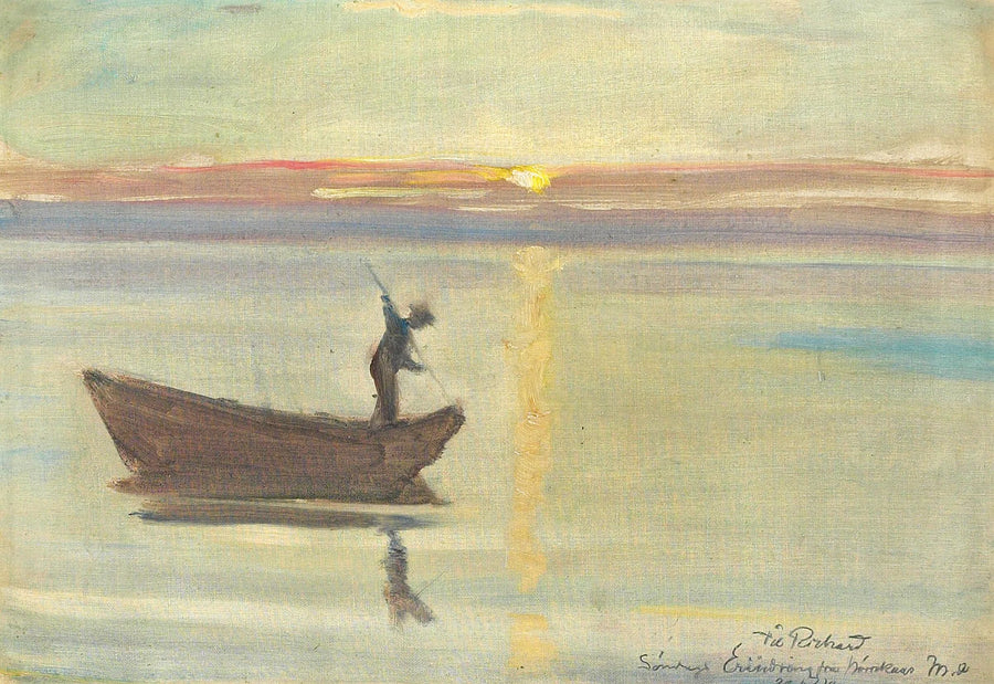 A man spearfishing for eels. - Michael Peter Ancher