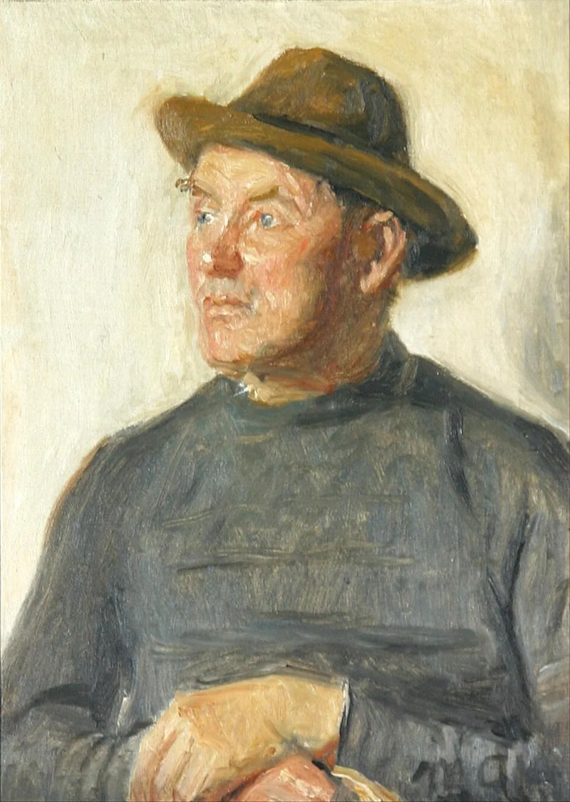 A man wearing a hat. -Michael Peter Ancher